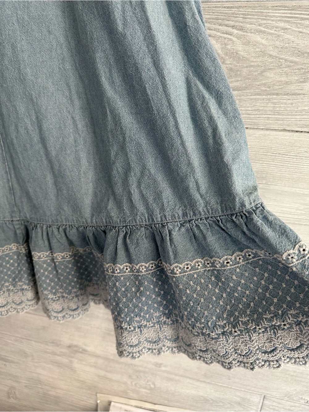 Lauren Ralph Lauren Light Blue Button-Front Maxi Skirt with Lace Ruffle - Picture 10 of 12